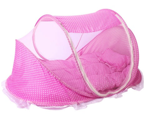 Foldable Baby Mosquito Net Bed - 3-Piece Set with Mattress & Pillow
