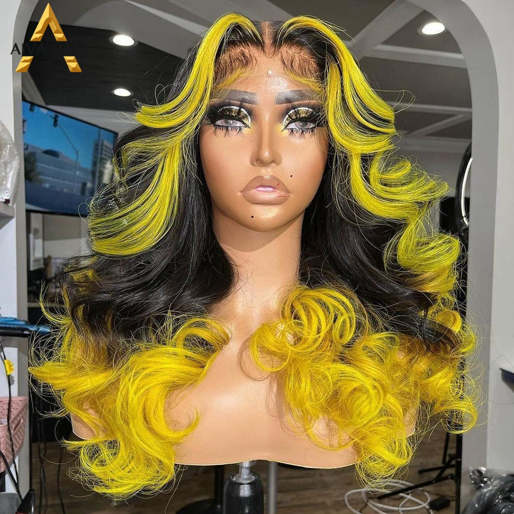 Gradient Real Human Hair Wig - Multi-Color with Double Layer Mechanism for Women
