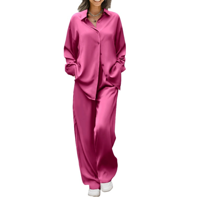 Women's Casual Relaxed Minimalist Long Suit - Elegant Commuter Two-Piece Set