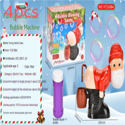 Santa Claus Bubble Machine - Electric with Music & Lights for Kids Christmas Fun
