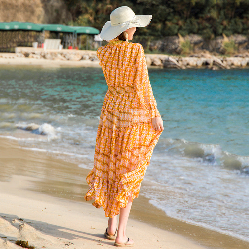 Luxe Silk Midi Dress with Diamond Beaded Elastic Waist