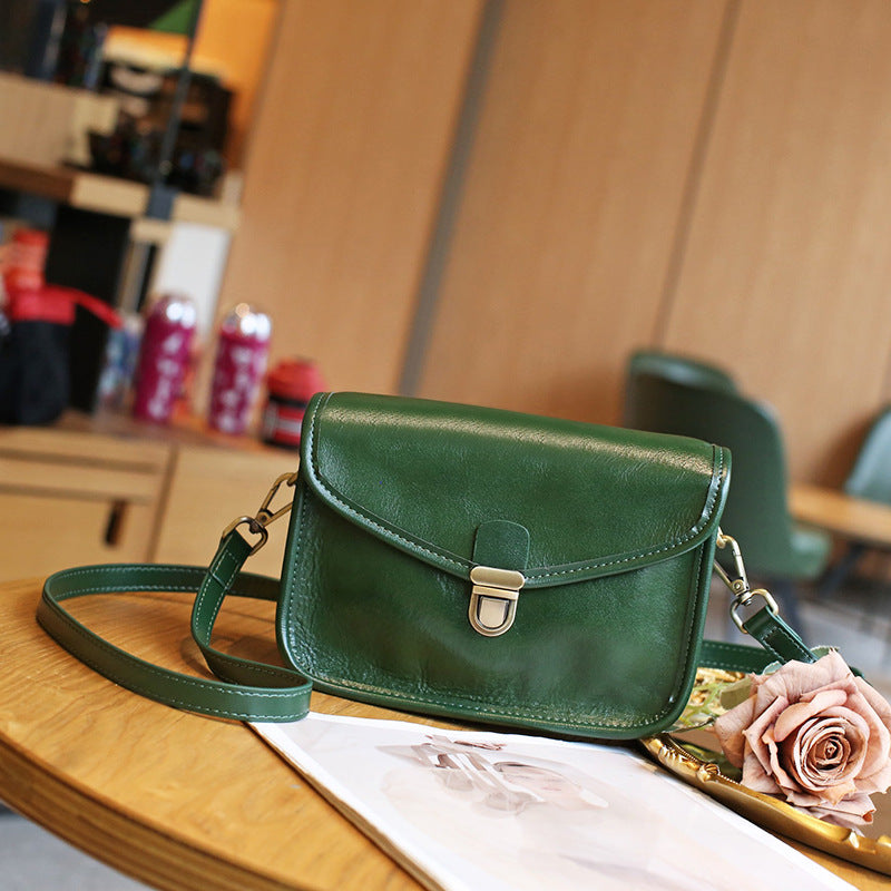 Genuine Leather Crossbody Messenger Bag - First Layer Cowhide with Multiple Compartments