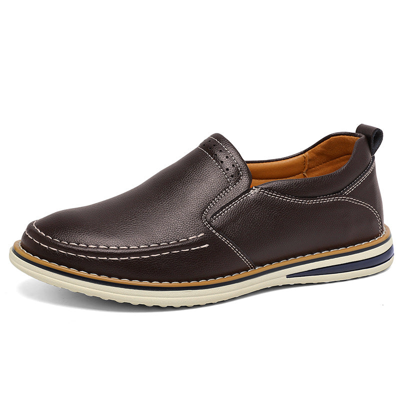 Men's Hand-Sewn Casual Leather Slip-On Shoes - Breathable Bean Style