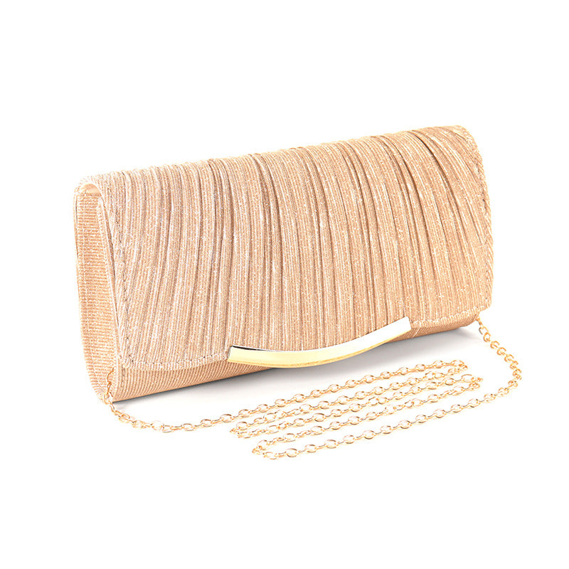 Elegant Chain Crossbody Bag - Solid Color Flap Evening Clutch