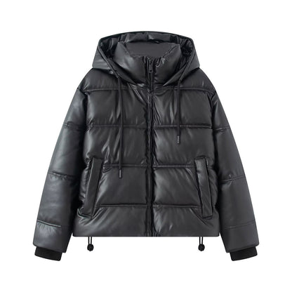 Women's Hooded Padded Coat - Lightweight Polyester Street Style