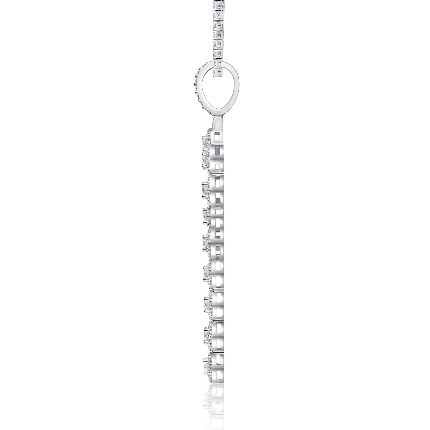 Moissanite Key Pendant Necklace Set - S925 Sterling Silver Platinum Plated