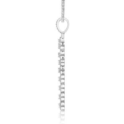 Moissanite Key Pendant Necklace Set - S925 Sterling Silver Platinum Plated