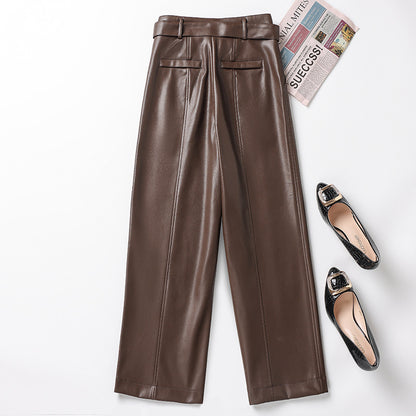 Women's High-Waisted Wide-Leg Faux Fur Pants - Extra Thick with Slight Stretch