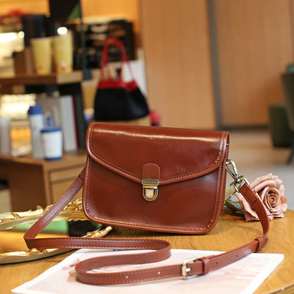 Genuine Leather Crossbody Messenger Bag - First Layer Cowhide with Multiple Compartments