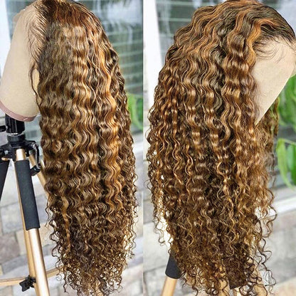Highlighted Human Hair Lace Frontal Wig - 180% Density Natural Hairline