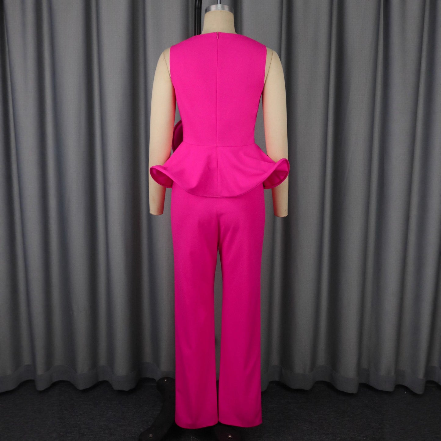 Women's 3D Floral V-Neck Sleeveless Top & High-Waist Straight-Leg Pants Set