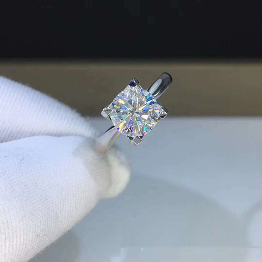 Women's Moissanite Diamond Ring - 18K Gold Plated Polished Ring