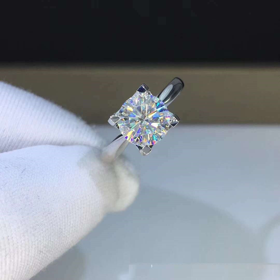 Women's Moissanite Diamond Ring - 18K Gold Plated Polished Ring