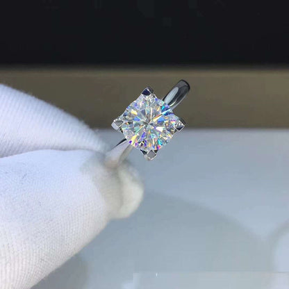 Women's Moissanite Diamond Ring - 18K Gold Plated Polished Ring