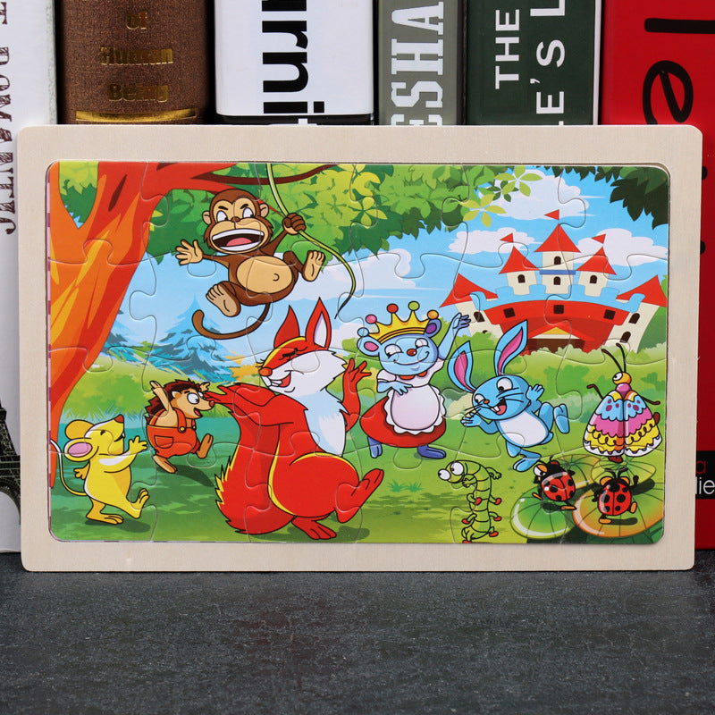 Kids Wooden Jigsaw Puzzle Toy - Educational Animal & Theme Designs for Ages 3+