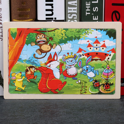 Kids Wooden Jigsaw Puzzle Toy - Educational Animal & Theme Designs for Ages 3+