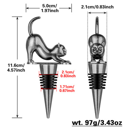Cat Wine Stopper Set - Zinc Alloy Bottle Stopper Gift Box