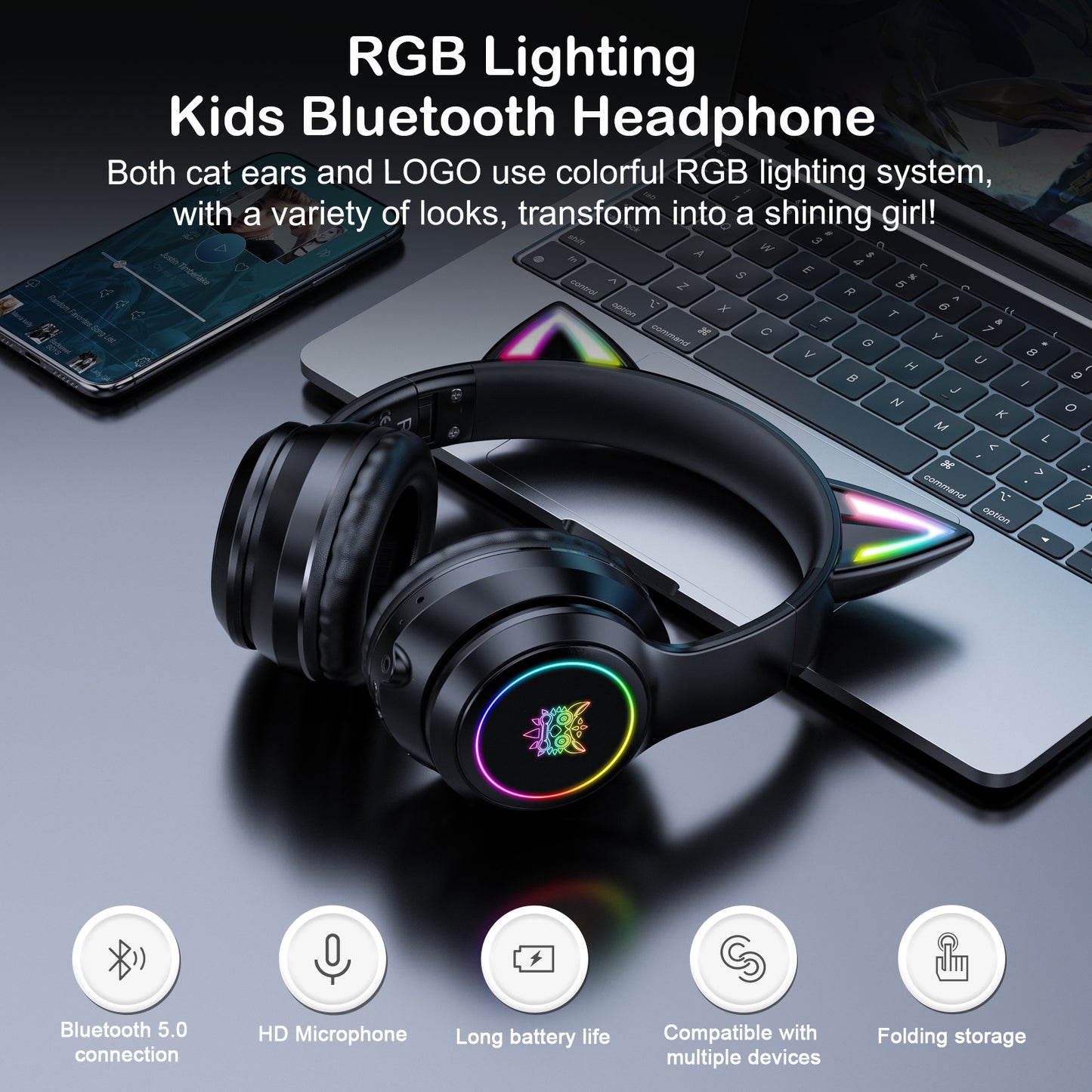 ONIKUMA B90 Bluetooth Gaming Headset with RGB Lighting