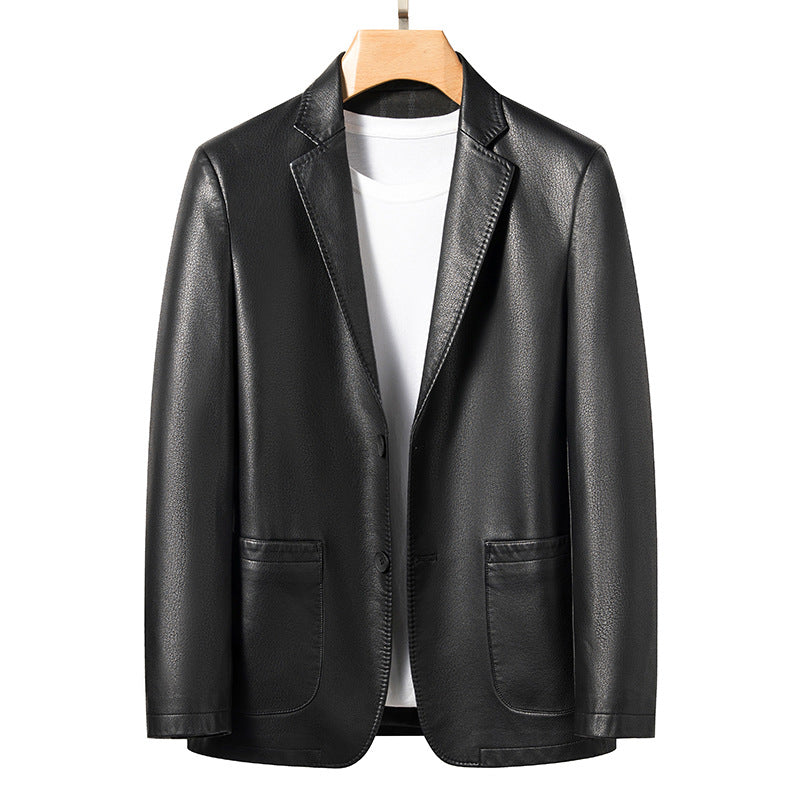Men's Korean Style PU Leather Jacket - Classic Moto Coat