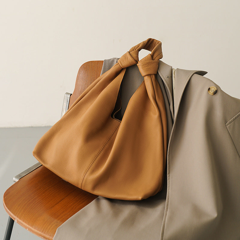 Genuine Leather Underarm Handbag - First Layer Cowhide Shoulder Bag