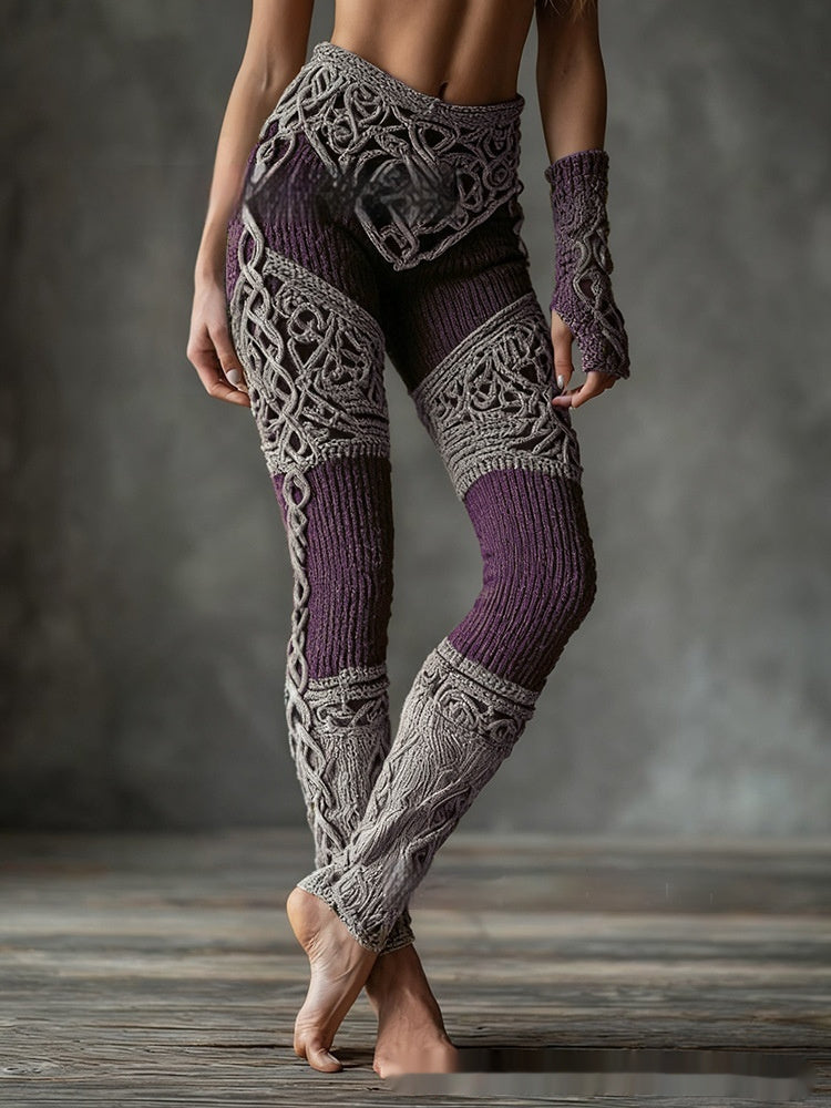Women's Retro 3D Digital Print Casual Leggings - Slim Fit Yoga Pants