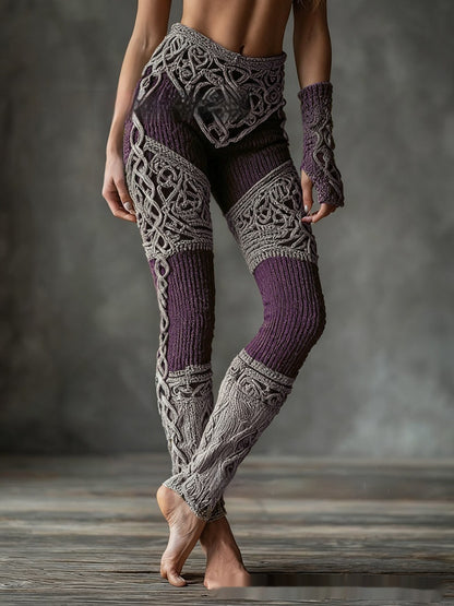 Women's Retro 3D Digital Print Casual Leggings - Slim Fit Yoga Pants