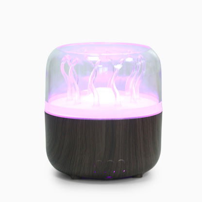 Wood Grain Jellyfish Ambience Light Humidifier - Rotating Dynamic Spray Aromatherapy Diffuser