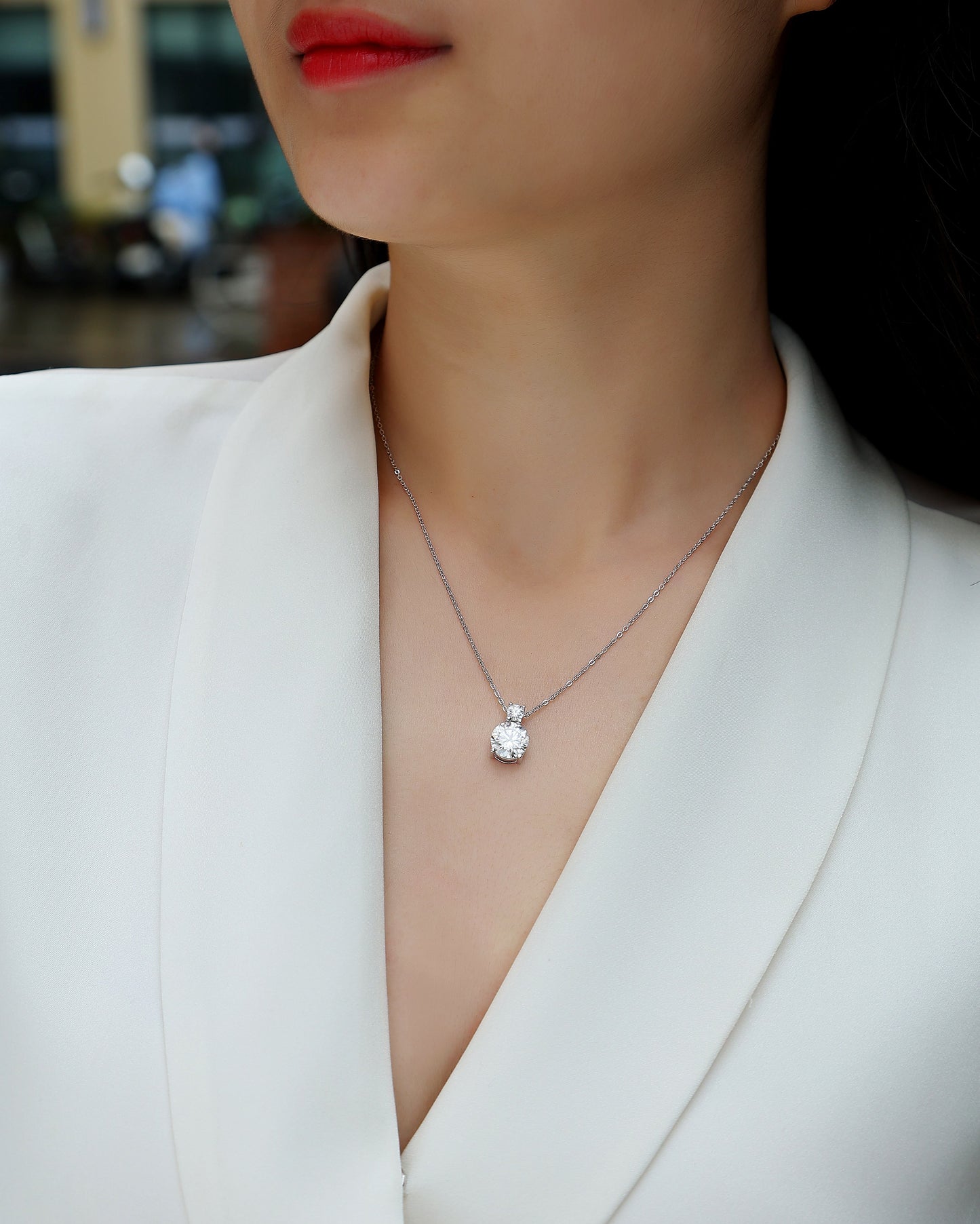 3 Carat Moissanite Pendant Necklace - S925 Silver Platinum Plated Light Luxury Jewelry