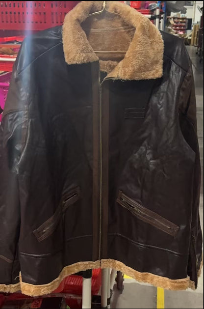 Men's Premium PU Leather Winter Coat - Animal Pattern Design