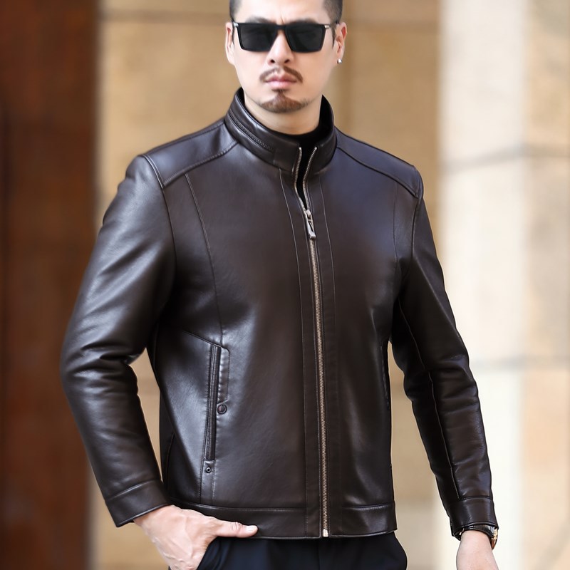 Premium Genuine Sheepskin Leather Jacket - Men's Fur-Lined Winter Coat