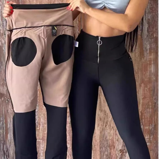 Women's High-Waisted Hip-Lift Zipper Pants - Slim Fit Cropped Trousers
