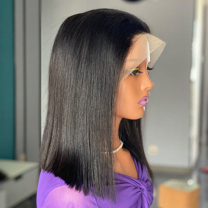 200 Density Bob Human Hair Wig - 13x4 Lace Front with Pre-Plucked Hairline