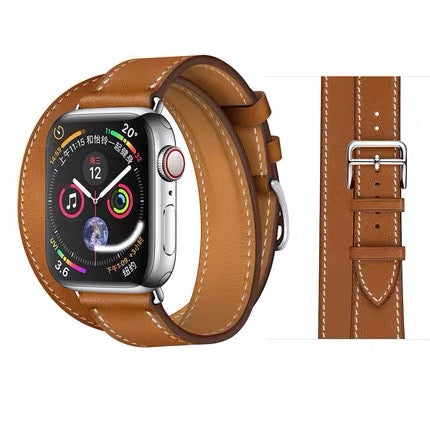 Genuine Leather Apple Watch Band - Premium Cowhide Strap with Stainless Steel Pin Buckle