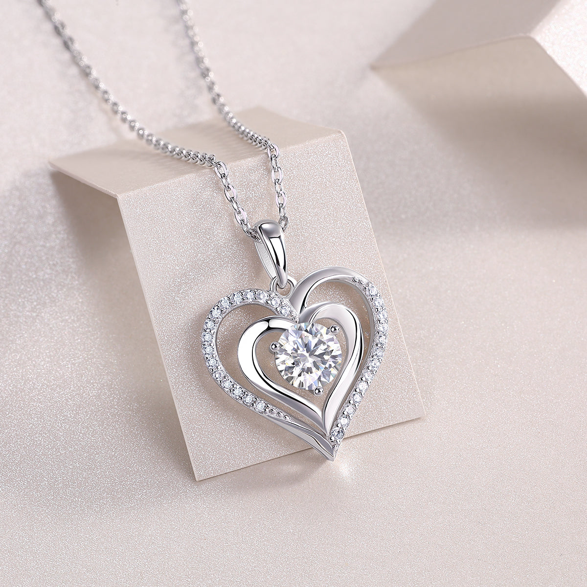 1 Carat Moissanite Pendant Necklace - S925 Silver Platinum Plated Light Luxury Jewelry