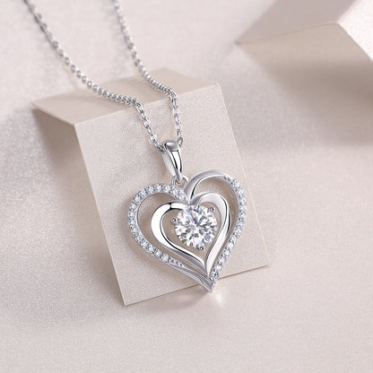 1 Carat Moissanite Pendant Necklace - S925 Silver Platinum Plated Light Luxury Jewelry