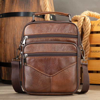 Men's Top Grain Genuine Leather Crossbody Bag - Large Capacity Business Messenger Bag