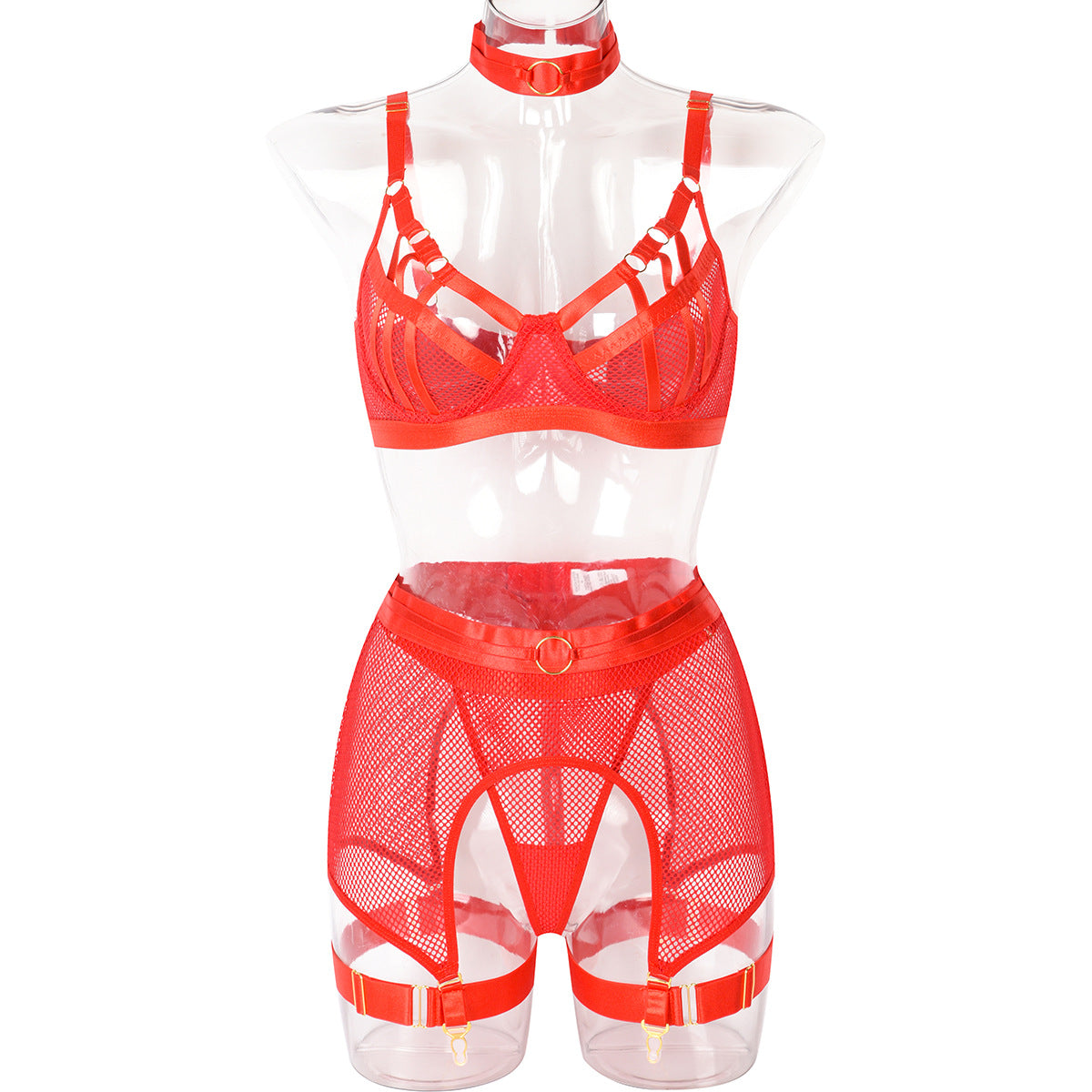 Women's Interwoven Mesh Bra Lingerie Set - Soft Delicate Design