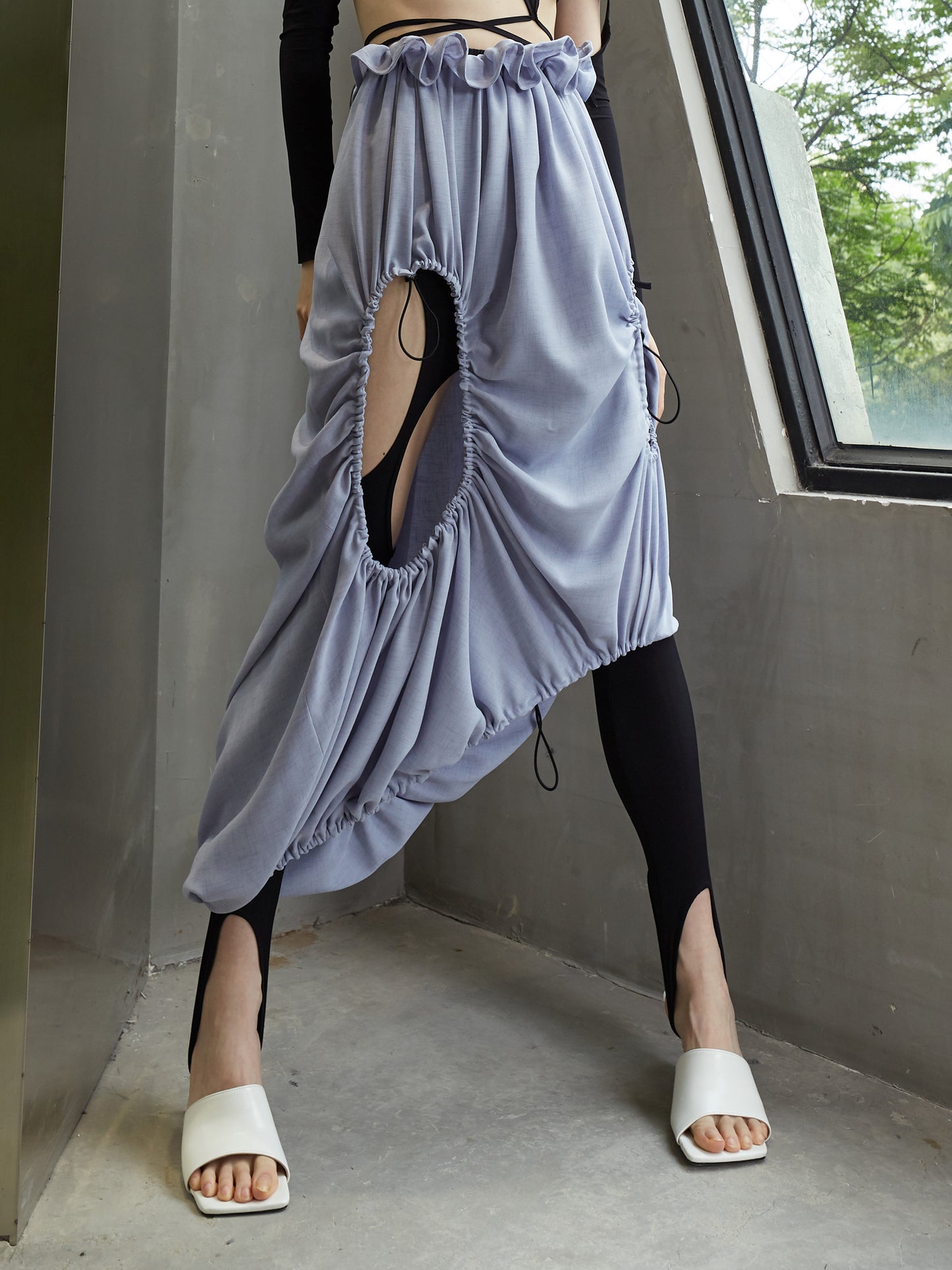 Geometric Hollow Irregular Leggings - All-Match Polyester Trousers