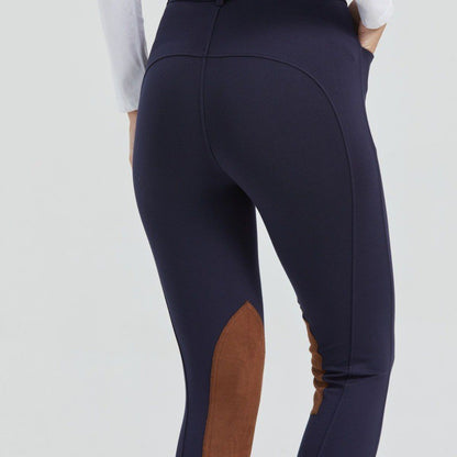Women's High-Waist Equestrian Performance Leggings with Half Leather Grip