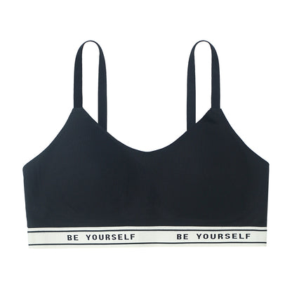 Seamless Bra and Underwear Set - Cotton Blend Lingerie with Letter Print