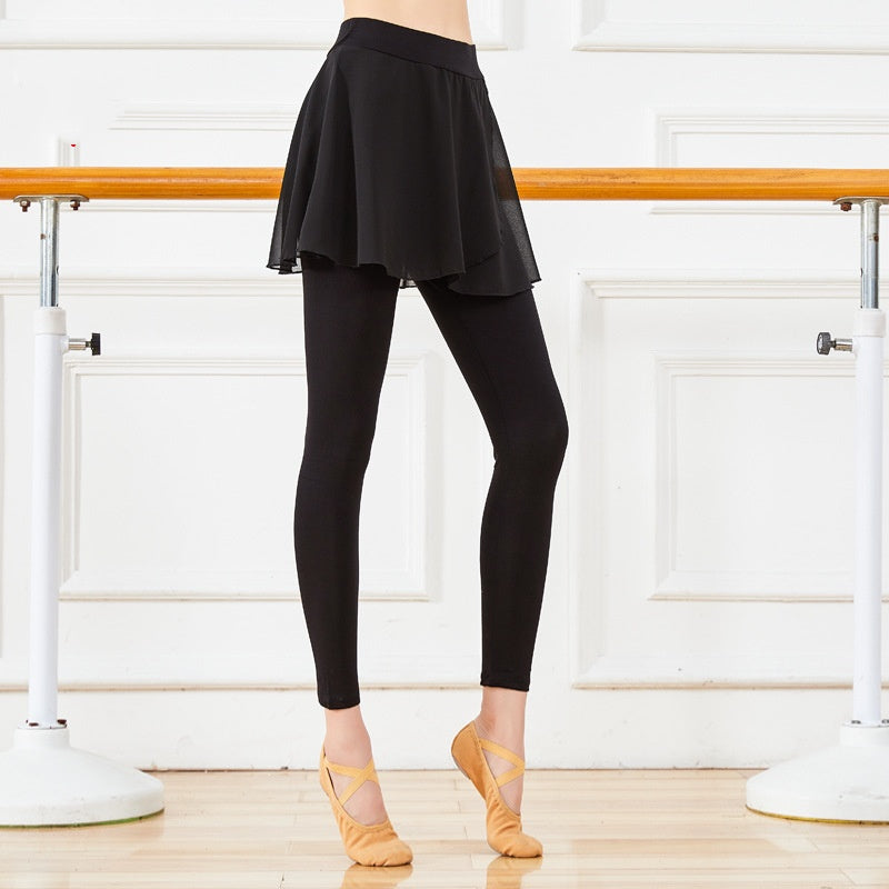 Women's Modern Dance Practice Pants with Skirt Overlay - High Waist Dancewear