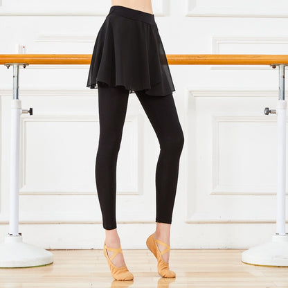 Women's Modern Dance Practice Pants with Skirt Overlay - High Waist Dancewear
