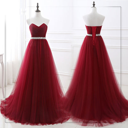 Wedding Bride Long Slim Evening Dress - A-Line Tube Top Sleeveless Gown with Straps