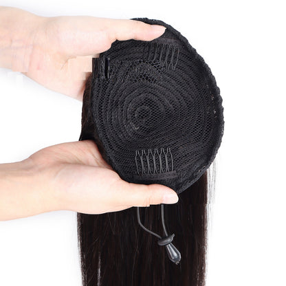 Drawstring Straight Hair Wig Ponytail - Real Human Hair Braids Extension