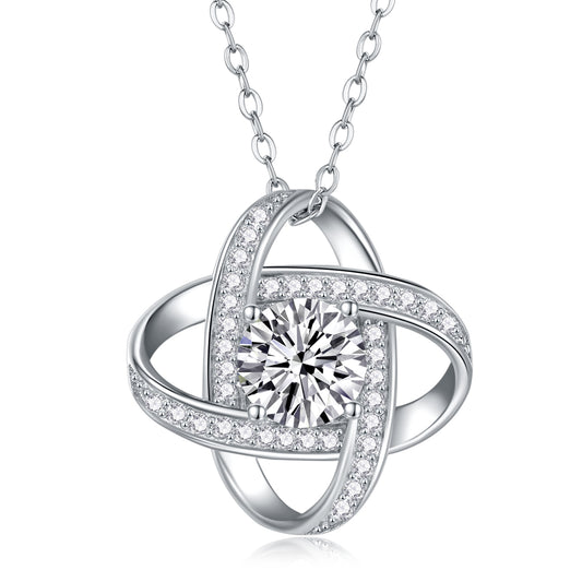 1 Carat Moissanite Pendant Necklace - S925 Silver Platinum Plated Light Luxury Jewelry