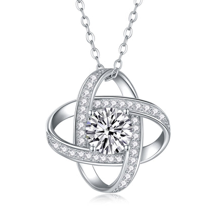 1 Carat Moissanite Pendant Necklace - S925 Silver Platinum Plated Light Luxury Jewelry