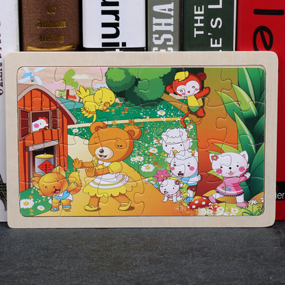 Kids Wooden Jigsaw Puzzle Toy - Educational Animal & Theme Designs for Ages 3+