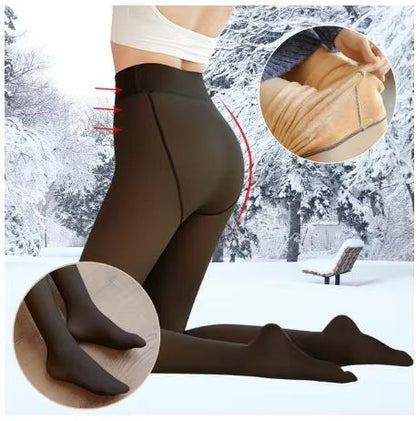 Elastic High-Waist Warm Base Layer Pants - Polyester Leggings
