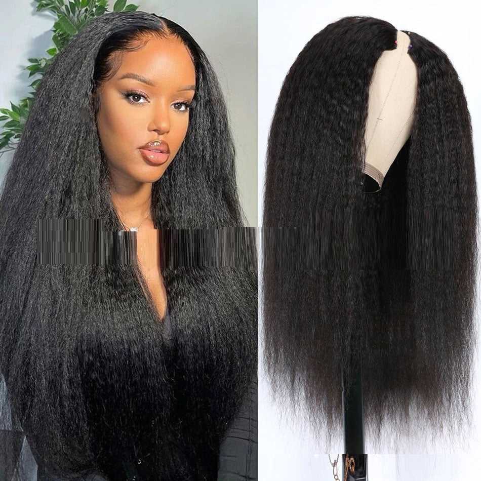 Yaki Straight Human Hair Wig - Lace-Free Machine-Made Natural Style