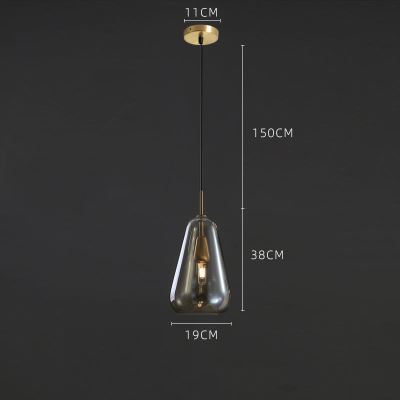 Copper Glass Pendant Light - Single Head Ceiling Fixture